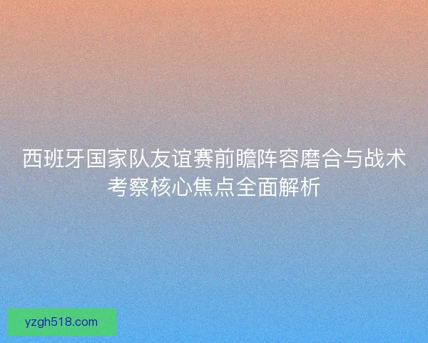 西班牙国家队友谊赛前瞻阵容磨合与战术考察核心焦点全面解析