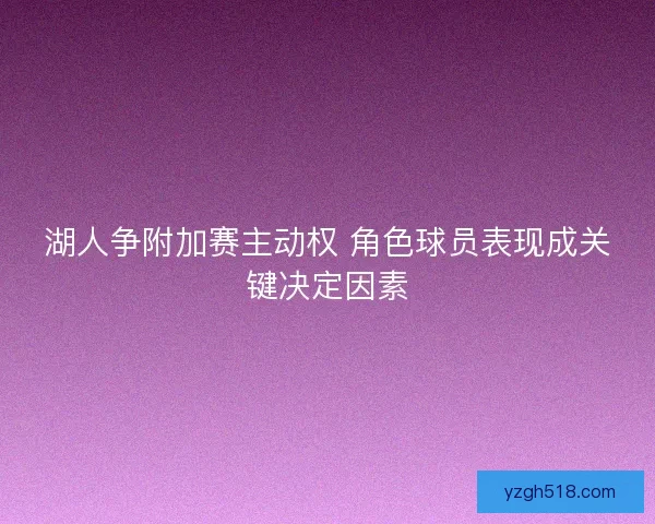 湖人争附加赛主动权 角色球员表现成关键决定因素