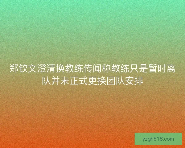 郑钦文澄清换教练传闻称教练只是暂时离队并未正式更换团队安排